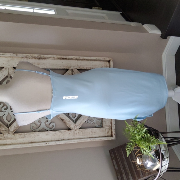 127. Baby Blue Side Tie Ruched Hem Dress - Picture 5 of 6